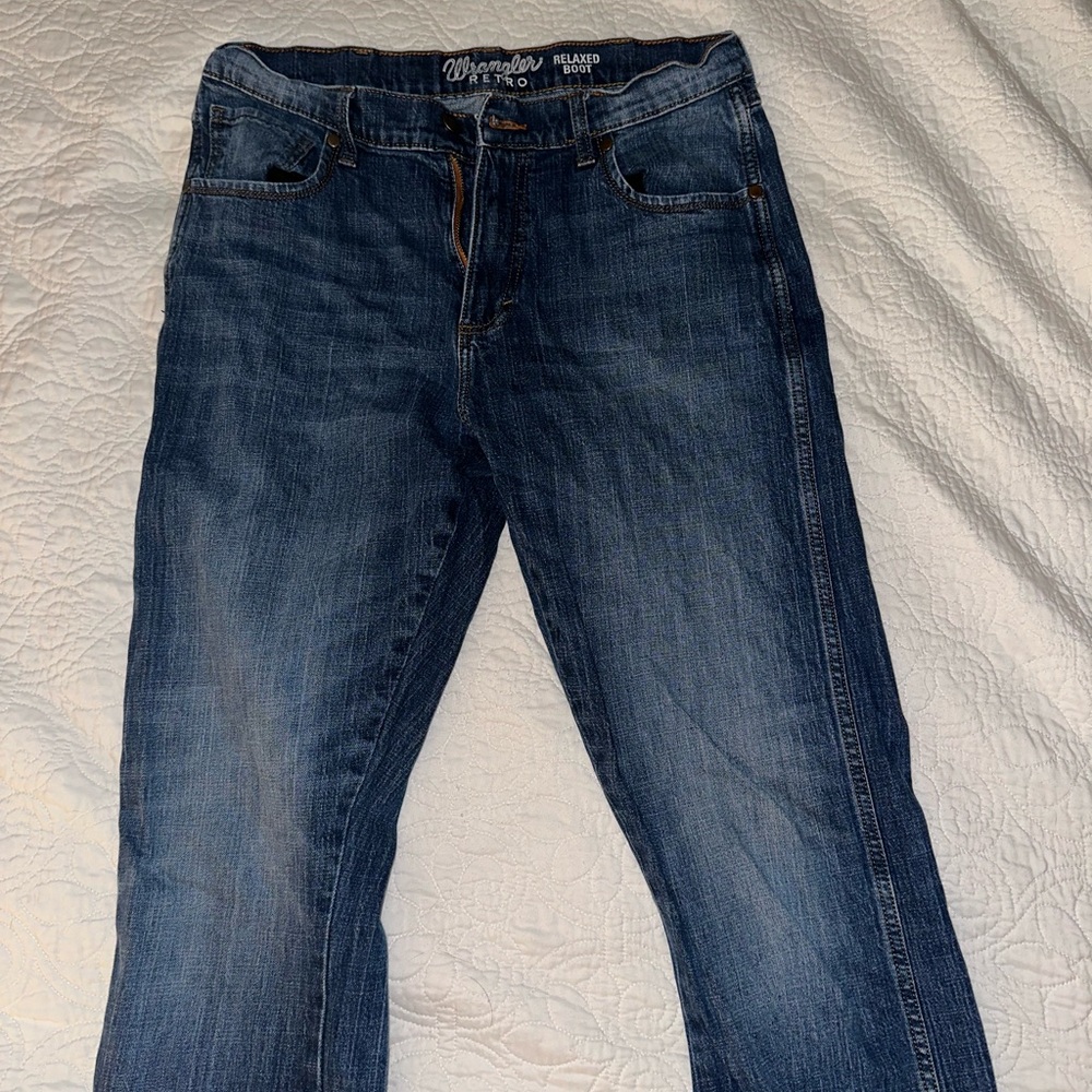 Wrangler Dark Blue Retro Relaxed Boot Jeans